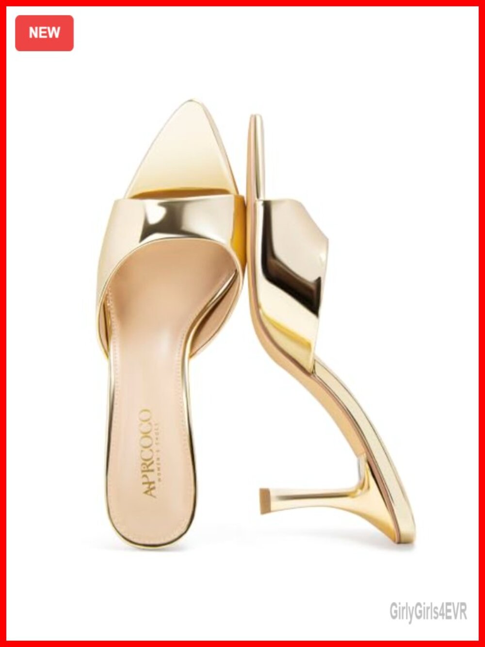 AprCoco Heeled Mules Pointed Open Toe Stiletto Slip On Sandals